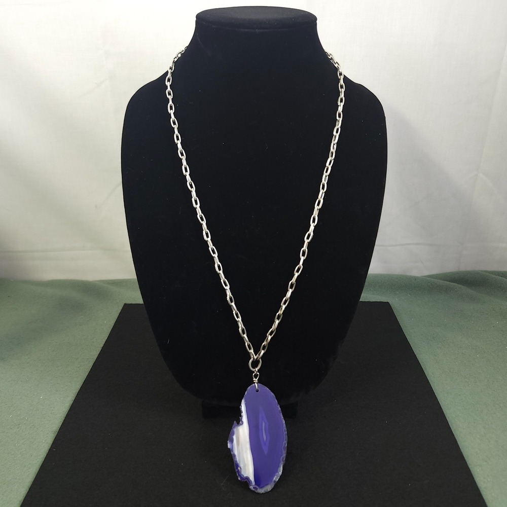 Lane‎ Bryant Fashion Necklace With Purple Agate Long Length Adjustable